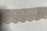Embroidered Linen Scalloped Edge Ribbon Trim Made in France ( 4 Designs to choose from)