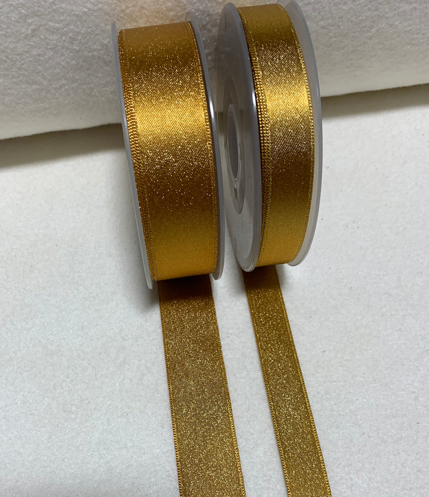 Metallic Gold Double Sided Satin Ribbon Trim Made in France (2 Widths to choose from)