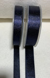 Navy Blue with Metallic Gold Double Sided Satin Ribbon Trim Made in France (2 Widths to choose from)