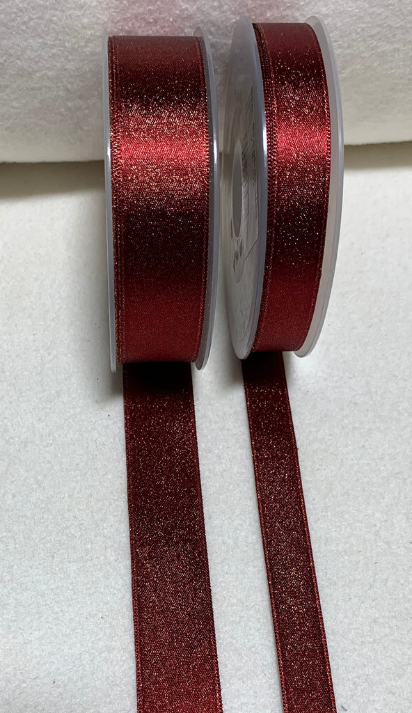 Burgundy Red with Metallic Gold Double Sided Satin Ribbon Trim Made in France (2 Widths to choose from)