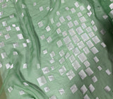 Apple Green Squares - Burnout Devore Silk Satin