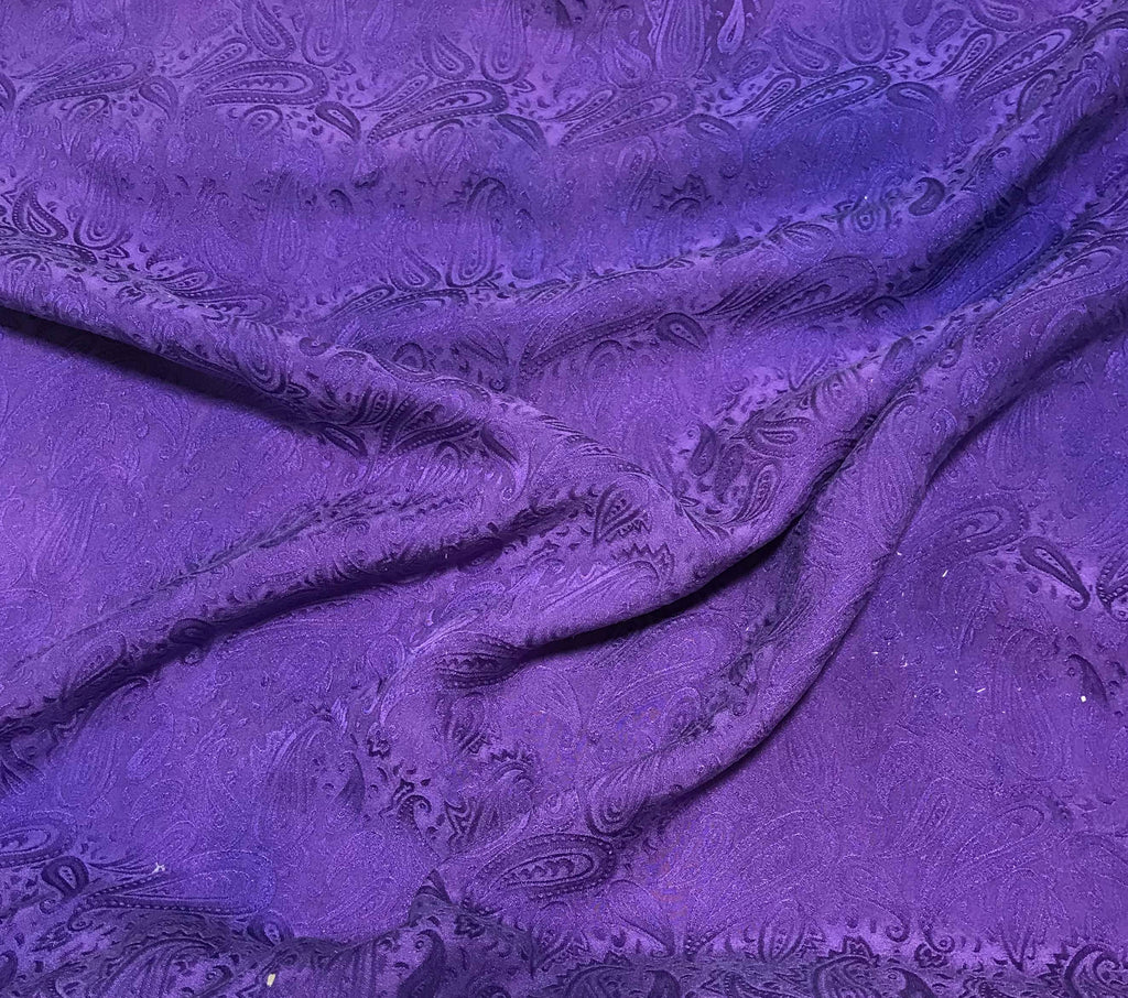 Lavender Purple Paisley - Hand Dyed Silk Jacquard