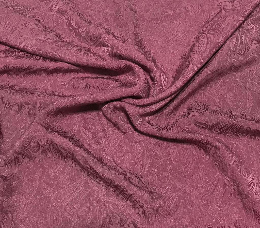 Mauve Paisley - Hand Dyed Silk Jacquard