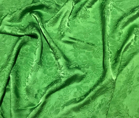Apple Green Floral - Hand Dyed Silk Jacquard