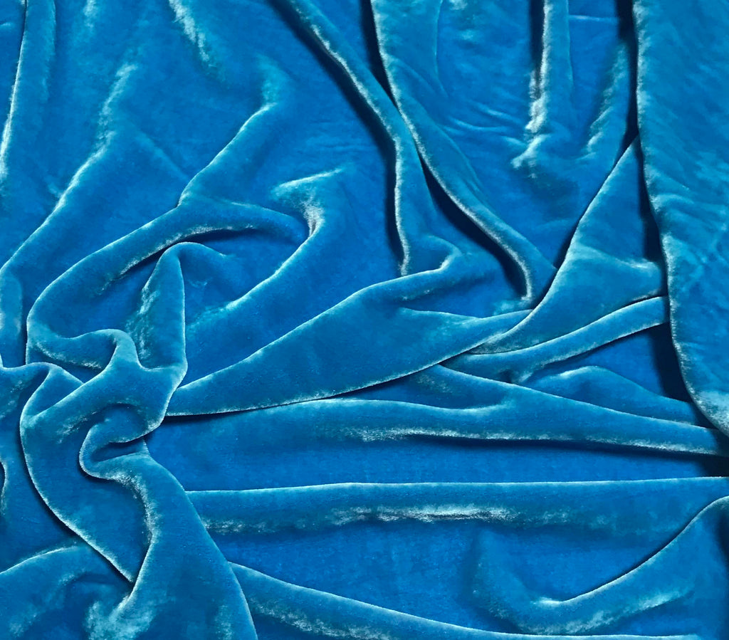 Caribbean Blue - Hand Dyed Silk Velvet
