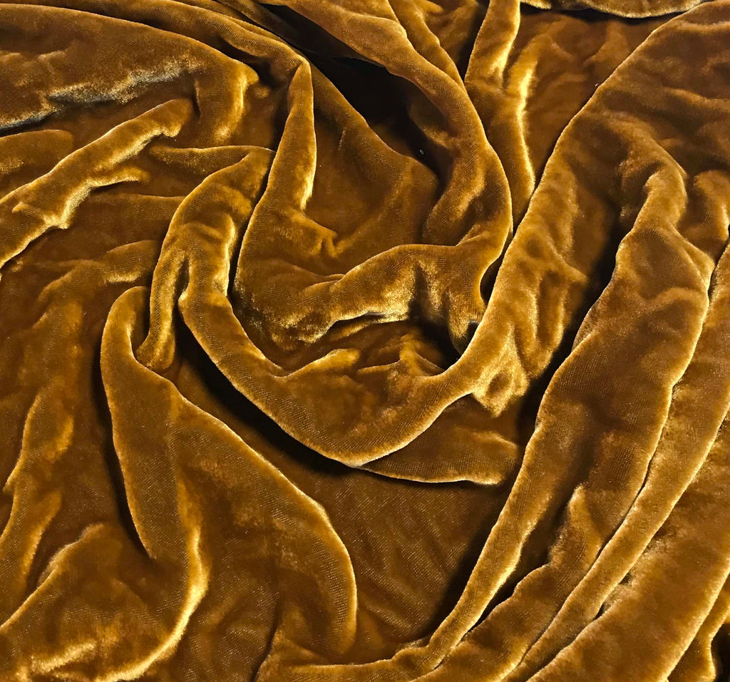 Golden Amber  - Hand Dyed Silk Velvet 6"x42" Remnant