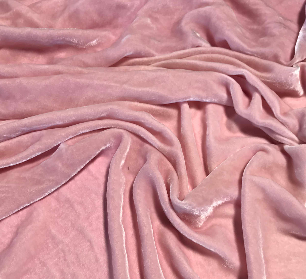 Lamb's Ear (Pale Pink)  - Hand Dyed Silk Velvet 3.5"x44" Remnant