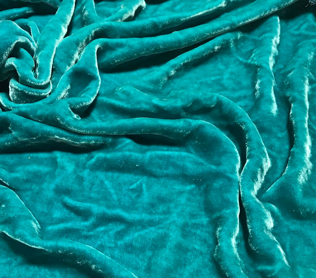 Peacock Teal - Hand Dyed Silk Velvet