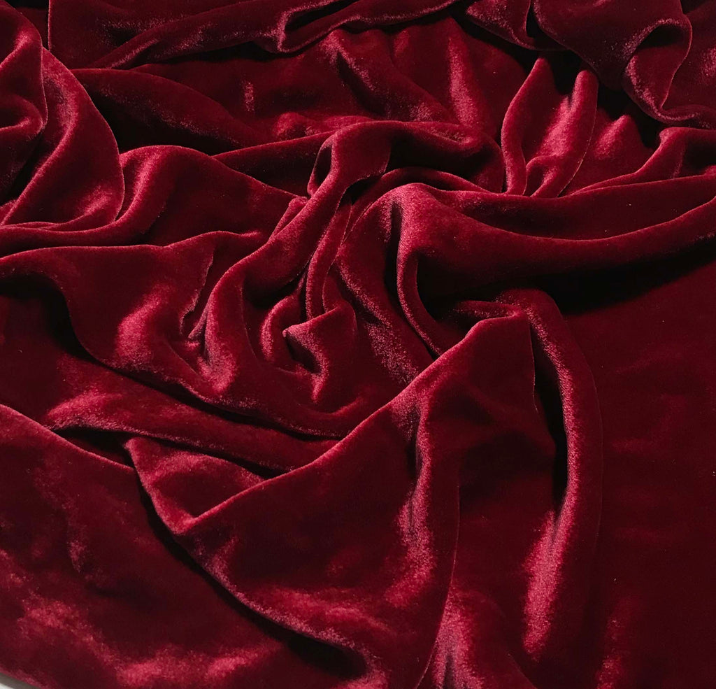 Deep Red - Hand Dyed Silk Velvet