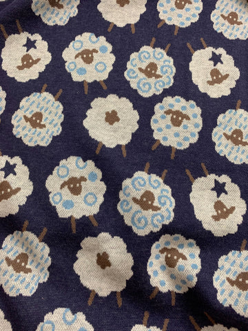 Sheep on Navy - Kokka Japan Knit Jacquard Fabric