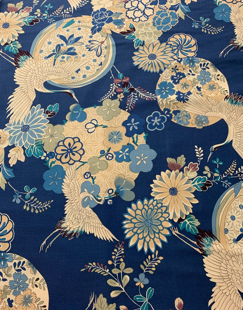 Blue Cranes - Classic Japanese - Kokka Japan Cotton Sheeting Fabric
