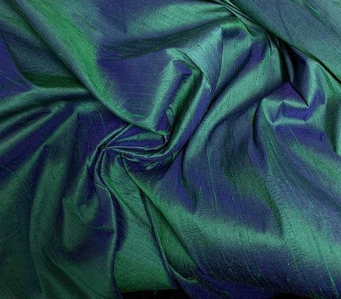 Royal Blue & Emerald Green - Silk Dupioni Fabric