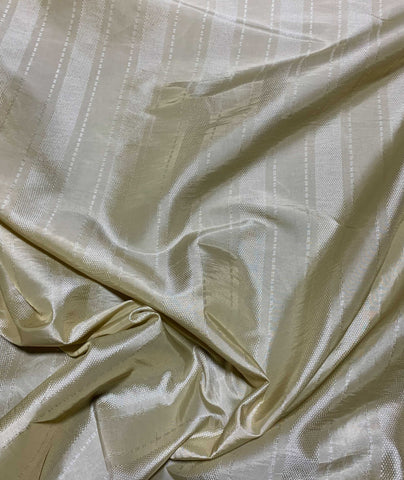 Pale Golden Cream Stripe - Faux Silk Taffeta Fabric