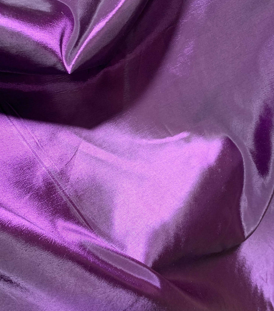 Iridescent Eggplant Purple - Faux Silk Taffeta Fabric