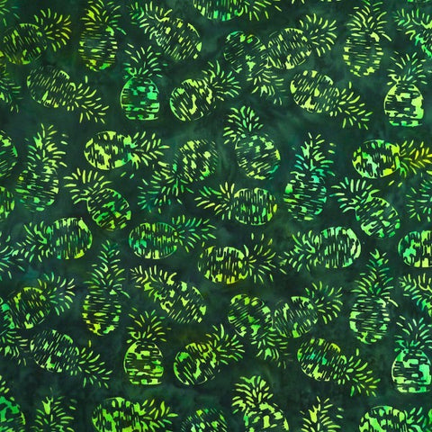 Iris Green Pineapples - Sagebrush - Batik by Mirah Cotton Fabric