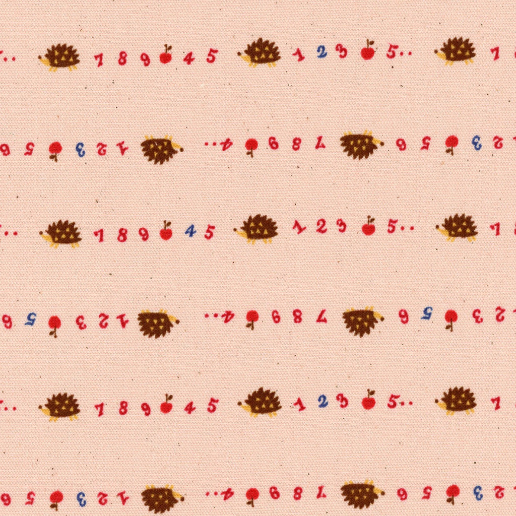 Chibi Pri Hedgehog Pink - Kokka Japan Cotton Oxford Fabric