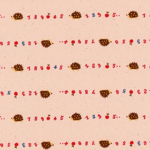 Chibi Pri Hedgehog Pink - Kokka Japan Cotton Oxford Fabric