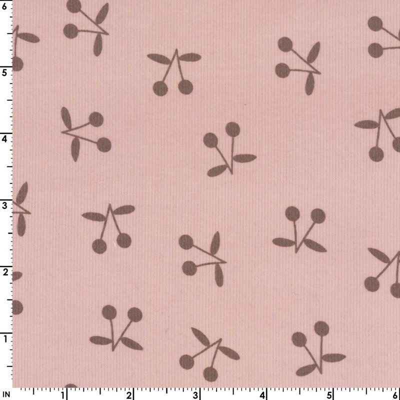 Pink Cherries - Kokka Japan Cotton Corduroy Fabric