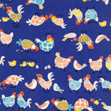 Chicken Collage Patterns Birds - Kokka Japan Cotton Oxford Fabric