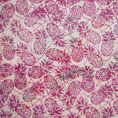 Meer Rosa Pineapples - Spring Awakening - Batik by Mirah Cotton Fabric