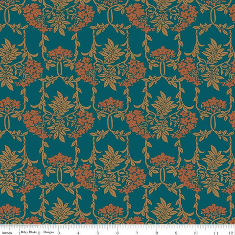 Nouveau Mayflower Dark Green The Hesketh House Collection - Liberty of London Cotton Fabric