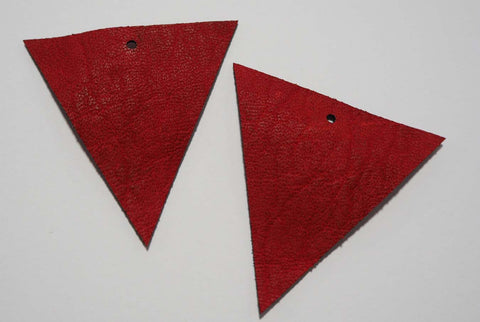 Triangle - Laser Cut Shapes 2 Pc - Red Lambskin Leather