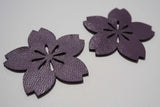Flower - Laser Cut Shapes 2 Pcs - Plum Purple Lambskin Leather