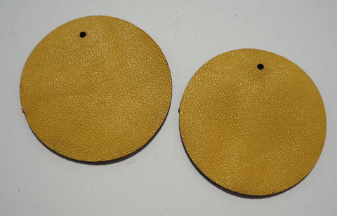 Circle - Laser Cut Shapes 2 Pc - Mustard Yellow Lambskin Leather