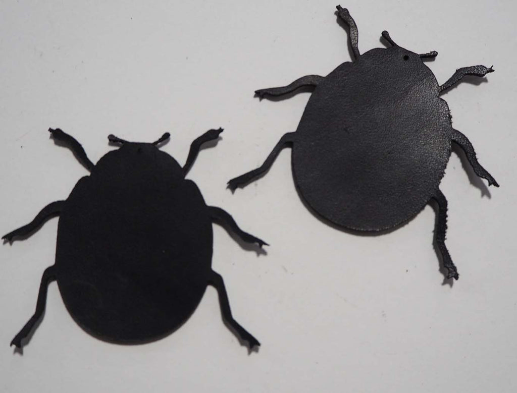 Beetle Bug - Laser Cut Shapes 2 Pc - Black Cow Hide Leather