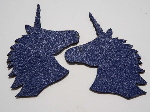 Unicorn - Laser Cut Shapes 2 Pc - Blue Lambskin Leather