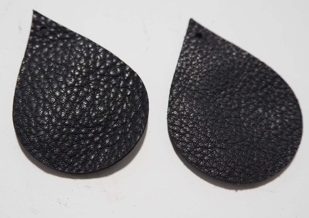 Teardrop - Laser Cut Shapes 2 Pc - Black Lambskin Leather