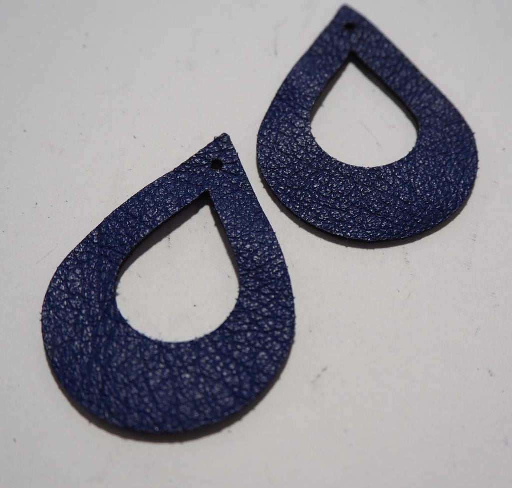 Cut Out Teardrop - Laser Cut Shapes 2 Pc - Blue Lambskin Leather