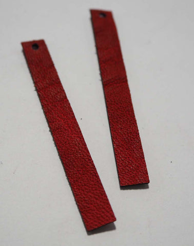 Rectangle - Laser Cut Shapes 2 Pc - Red Lambskin Leather