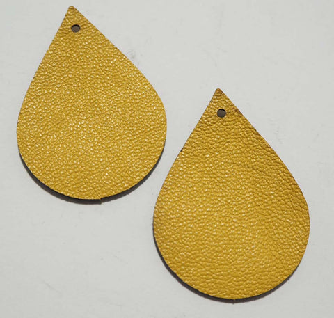 Teardrop - Laser Cut Shapes 2 Pc - Mustard Yellow Lambskin Leather