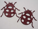 Ladybug - Laser Cut Shapes 2 Pc - Dark Red Lambskin Leather