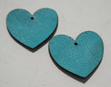 Heart - Laser Cut Shapes 2 Pcs - Aqua Lambskin Leather