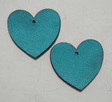 Heart - Laser Cut Shapes 2 Pcs - Aqua Lambskin Leather