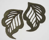 Cut Out Leaf- Laser Cut Shapes 2 Pc - Olive Green Suede Lambskin Leather