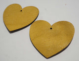 Heart - Laser Cut Shapes 2 Pc - Mustard Yellow Lambskin Leather