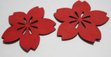 Flower - Laser Cut Shapes 2 Pcs - Red Lambskin Leather