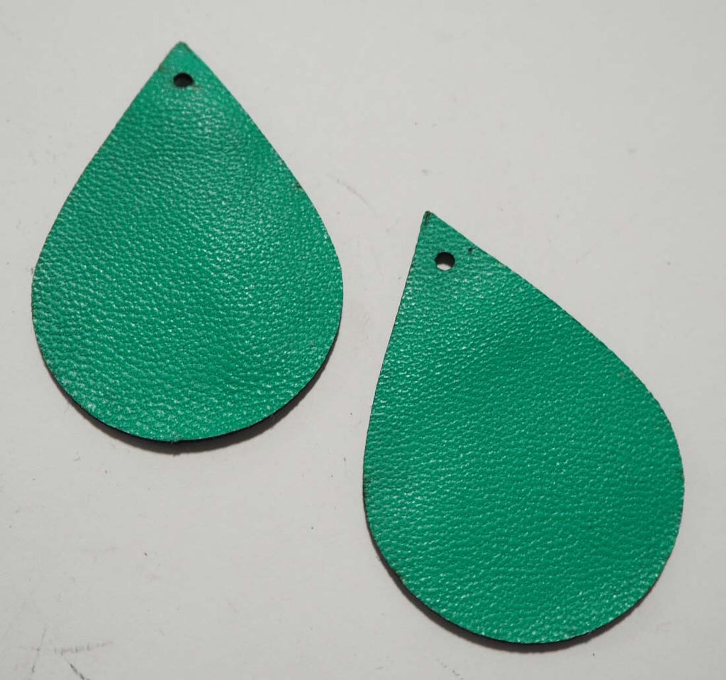 Teardrop - Laser Cut Shapes 2 Pc - Emerald Green Lambskin Leather