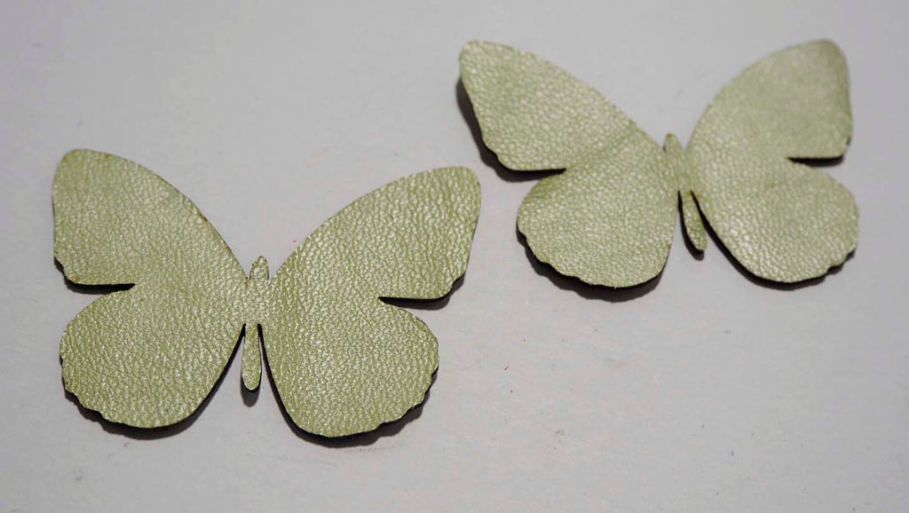 Butterfly - Laser Cut Shapes 2 Pcs - Pearl Green Lambskin Leather