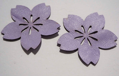 Flower - Laser Cut Shapes 2 Pcs - Lavender Purple Lambskin Leather