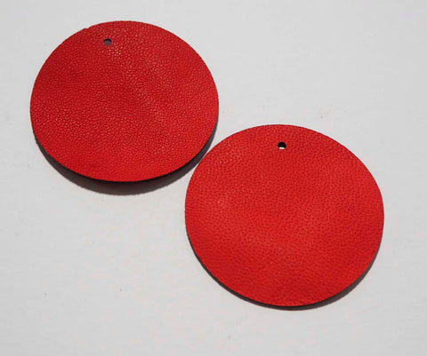 Circle - Laser Cut Shapes 2 Pc - Red Lambskin Leather