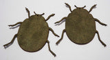 Beetle - Laser Cut Shapes 2 Pc - Olive Green Suede Lambskin Leather