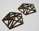 Geometric Pentagon - Laser Cut Shapes 2 Pc - Olive Green Suede Lambskin Leather