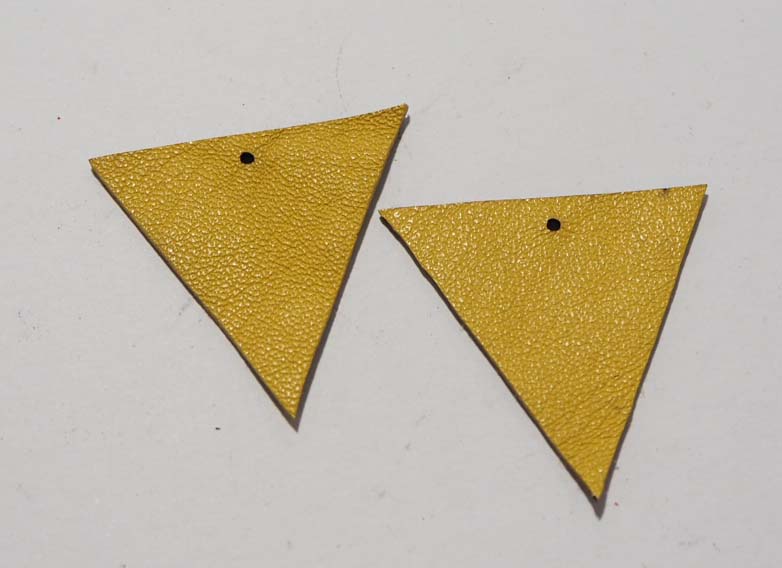 Triangle - Laser Cut Shapes 2 Pc - Bright Yellow Lambskin Leather