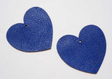 Heart - Laser Cut Shapes 2 Pc - Blue Lambskin Leather