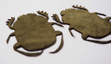 Scarab - Laser Cut Shapes 2 Pc - Olive Green Suede Lambskin Leather