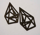 Geometric Diamond - Laser Cut Shapes 2 Pc - Olive Green Suede Lambskin Leather